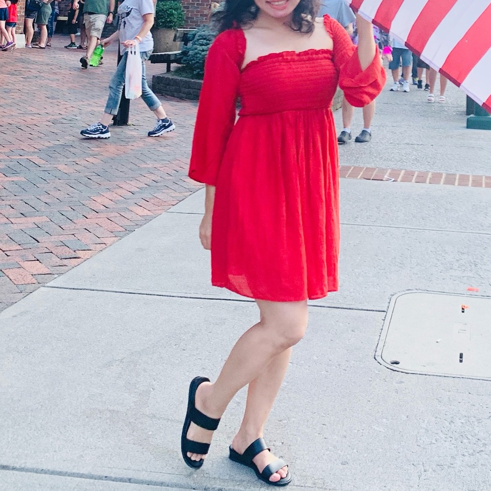 Disney pirates of the caribbean dead men tell no tale red dress smocked shoulder